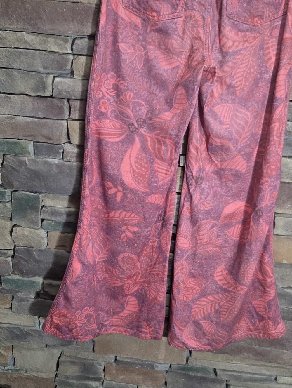 Pilcro Pink Red Patterned Wide-Leg Bootcut Pants - Picture 13 of 16